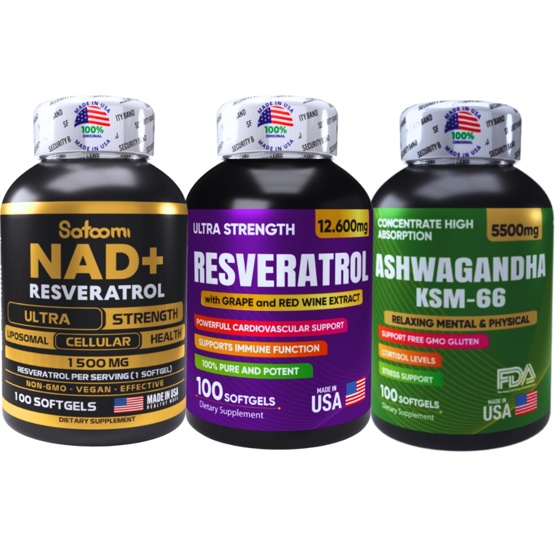 NAD+, Resveratrol y Ashwagandha KSM-66 Importado USA Original
