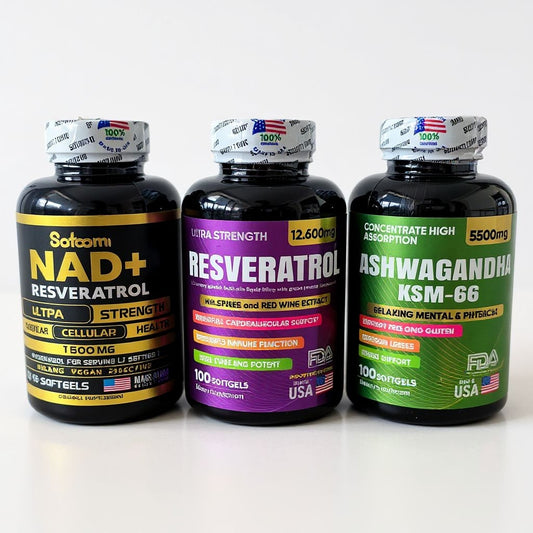 NAD+, Resveratrol y Ashwagandha KSM-66 Importado USA Original