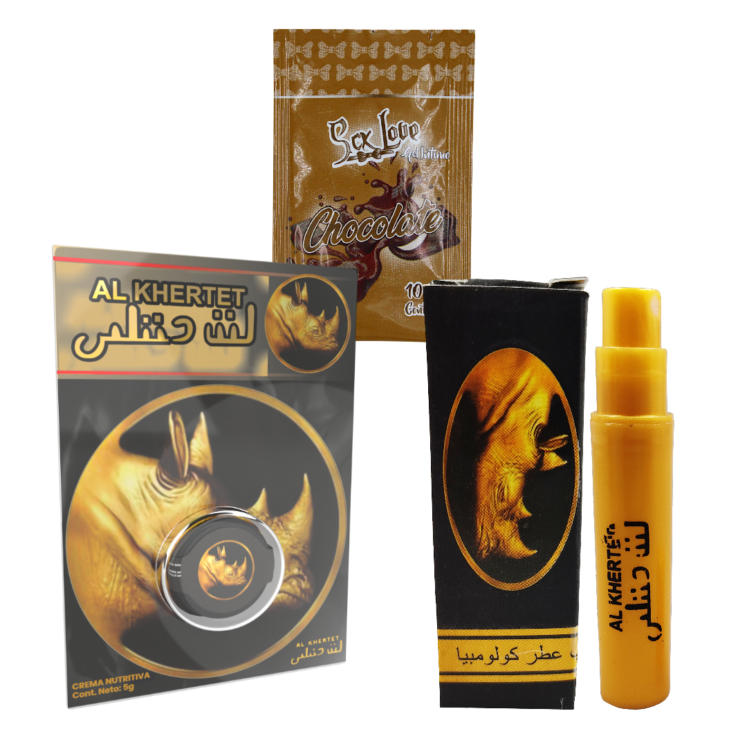 Rhino crema 5g + Rhino spray +  Sachet chocolate