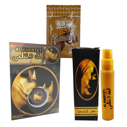 Rhino crema 5g + Rhino spray +  Sachet chocolate