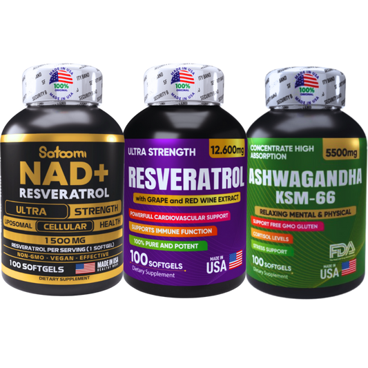 NAD+, Resveratrol y Ashwagandha KSM-66 Importado USA Original
